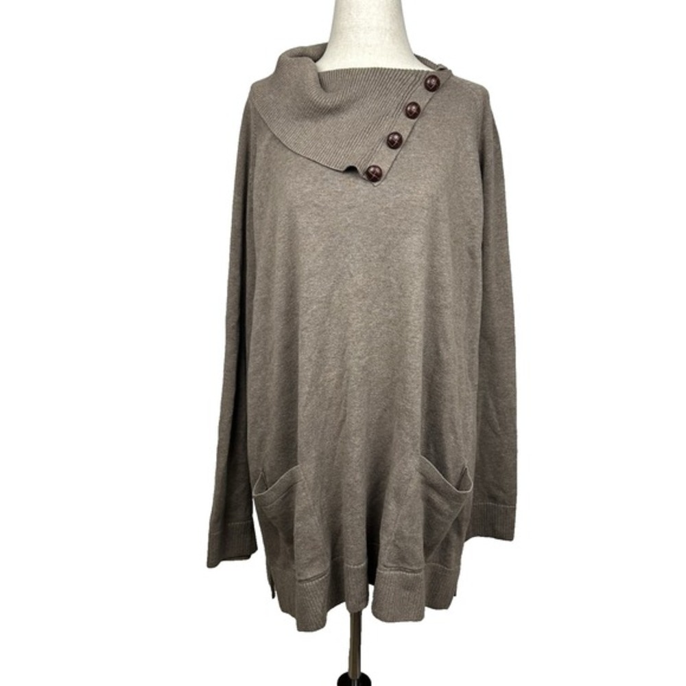Jeanne Pierre Womens 2X Cotton Tunic Knit Sweater Cowl Neck Mature‎ Casual